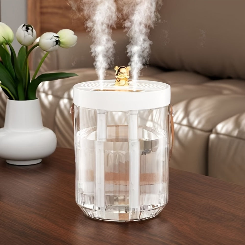 Large Humidifier 2L Smart 2-in-1 with Night Light ¨C Dual Nozzle, 3 Mist Modes, Auto Shut-Off, Dry Burn Protection, Silent Operation, Covers 215 Sq Ft, for Bedroom, Baby Room & Office (Green)