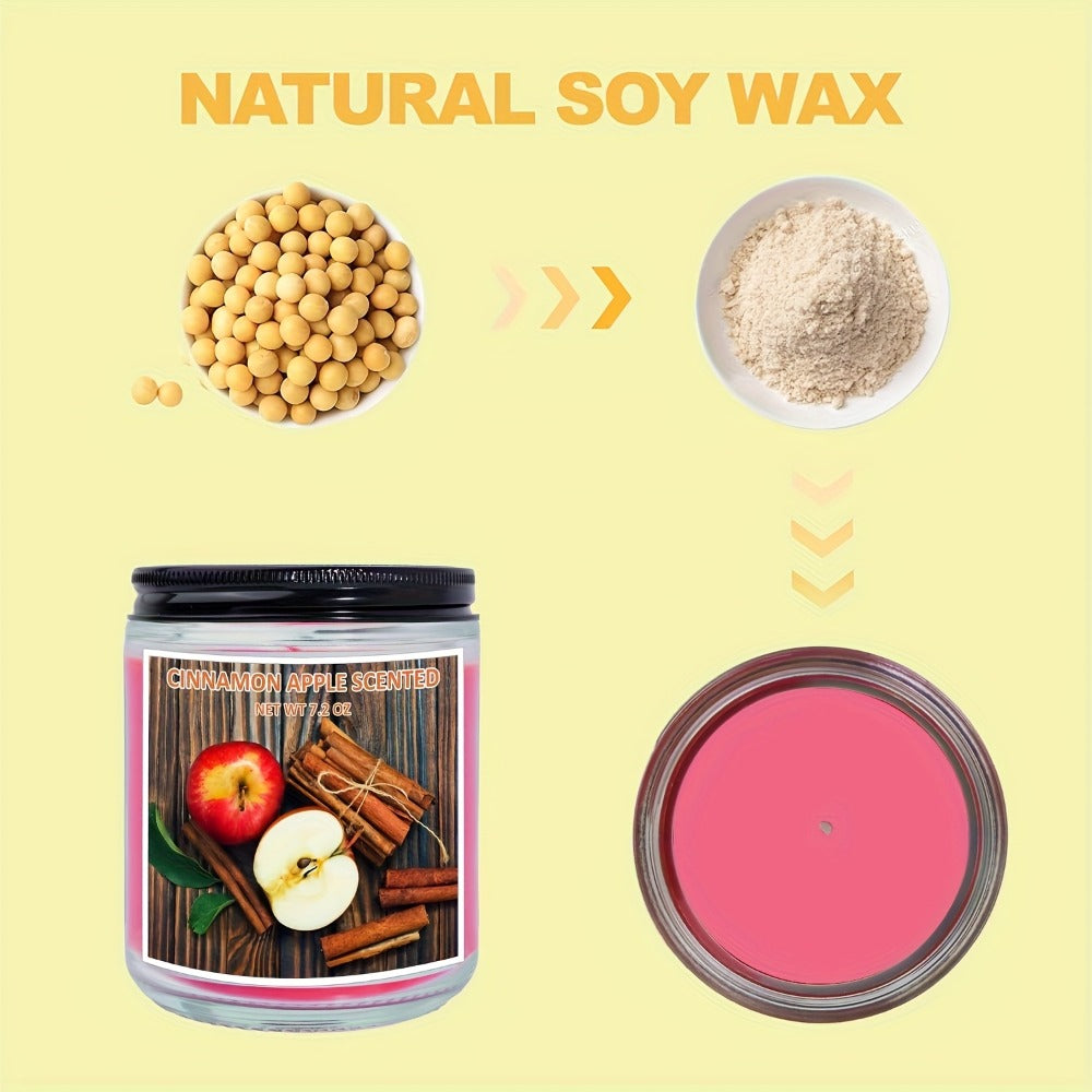 Scented Candle Soy Wax ¨C Pumpkin & Apple Cinnamon Fall Autumn Jar Candle, 7.2oz 50+ Hour Burn, Cozy Home Fragrance Gift for Women & Men, Friends, Family & Coworkers, Christmas & Valentine's Day