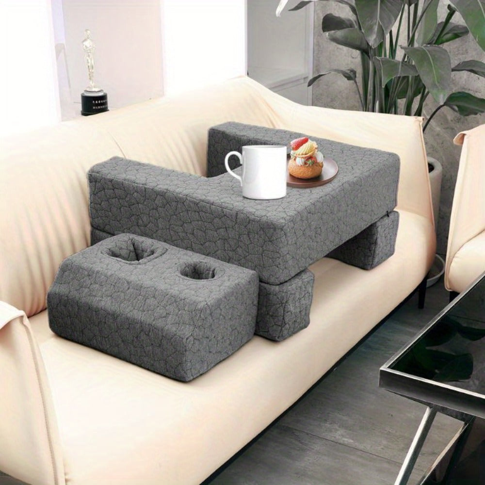 Adjustable Reading Gaming Wedge Pillow with Armrests ¨C Multipurpose Foam Support Pillow for Bed, Sofa & Floor, Steam Deck & Switch Compatible, Gray