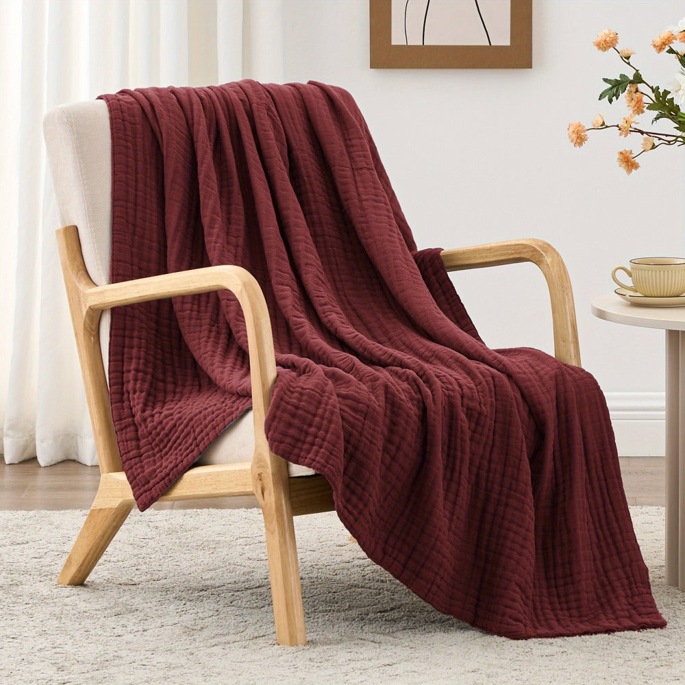 6-Layer Gauze Blanket 100% Muslin ¨C Lightweight Breathable Cotton Throw for Couch & Bed, All Season Adult Blanket, 4 Colors