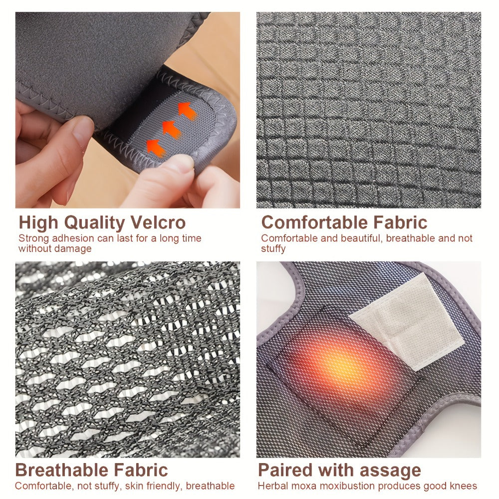 Heated Knee Massager Brace ¨C Wireless Electric Knee Pad with Heat & Vibration, USB Rechargeable Warm Massage Knee Support Wrap for Arthritis, Joint Pain Relief, Men & Women