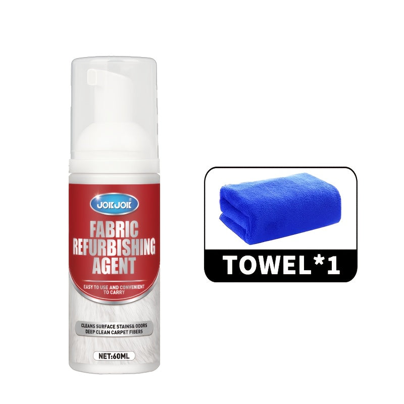 Fabric & Upholstery Cleaner Spray 2.03oz with Towel ¨C Deep Stain Remover for Carpet, Sofa & Car Interior, Glycerin-Based Surfactant-Free Formula, Easy Spray Application for Home & Auto