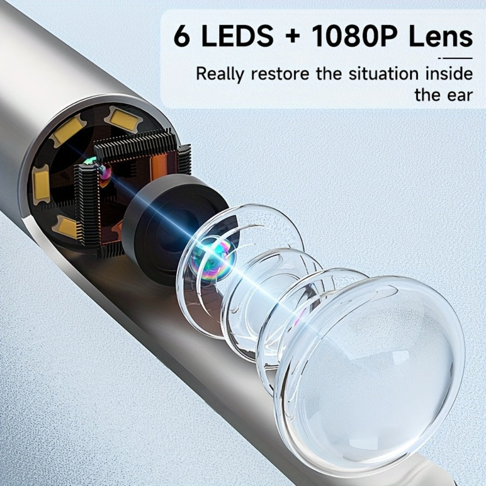 Ear Cleaning Camera Kit 1080P HD Rechargeable Lithium Battery ¨C 6 Ear Spoons, Ear Tweezers, Visual Ear Wax Removal Tool Compatible with All Smartphones for Adults Safe Home Ear Care
