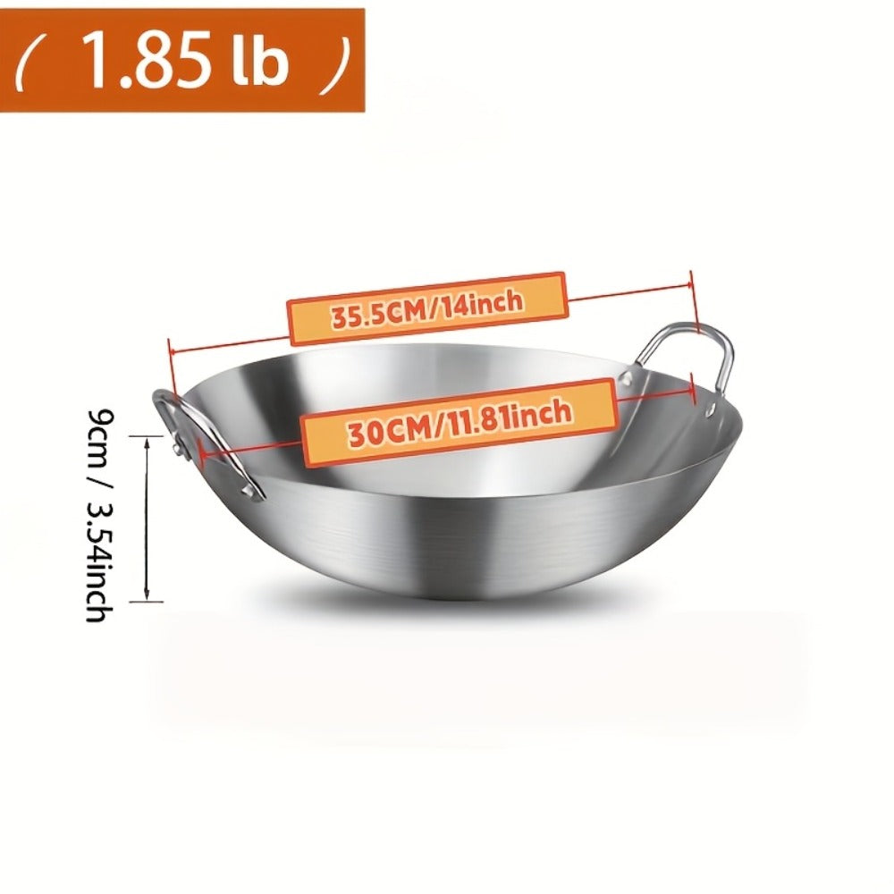 Stainless Steel Wok & Frying Pan ¨C Non-Stick Cooking Surface, Ergonomic Handle, Compatible with Gas, Induction & Electric Stovetops, Extra Thick & Deep, Easy to Clean