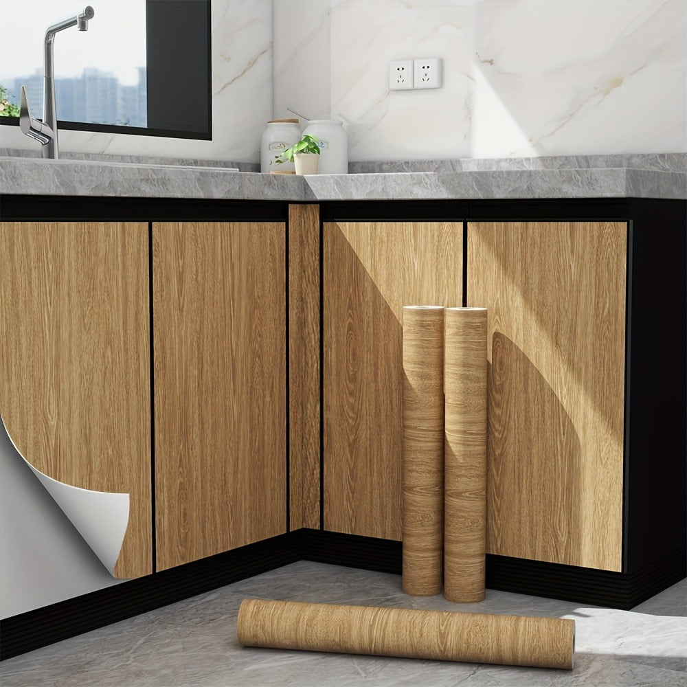 Wood Grain Contact Paper Peel and Stick Wallpaper - Self-Adhesive Removable Wall Sticker Waterproof Vinyl Film for Cabinets Countertops Furniture Doors Tables - White Black Brown DIY Home Decor