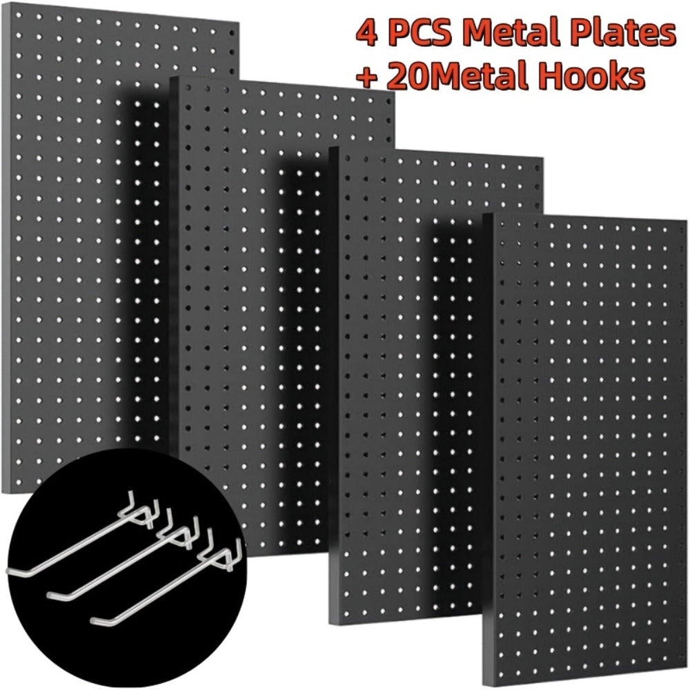 Pegboard Wall Organizer with Metal Hooks - Heavy Duty Garage Tool Storage Board for Workshop Warehouse Wall Mount - Space Saving Tool Rack System for Garage Organization