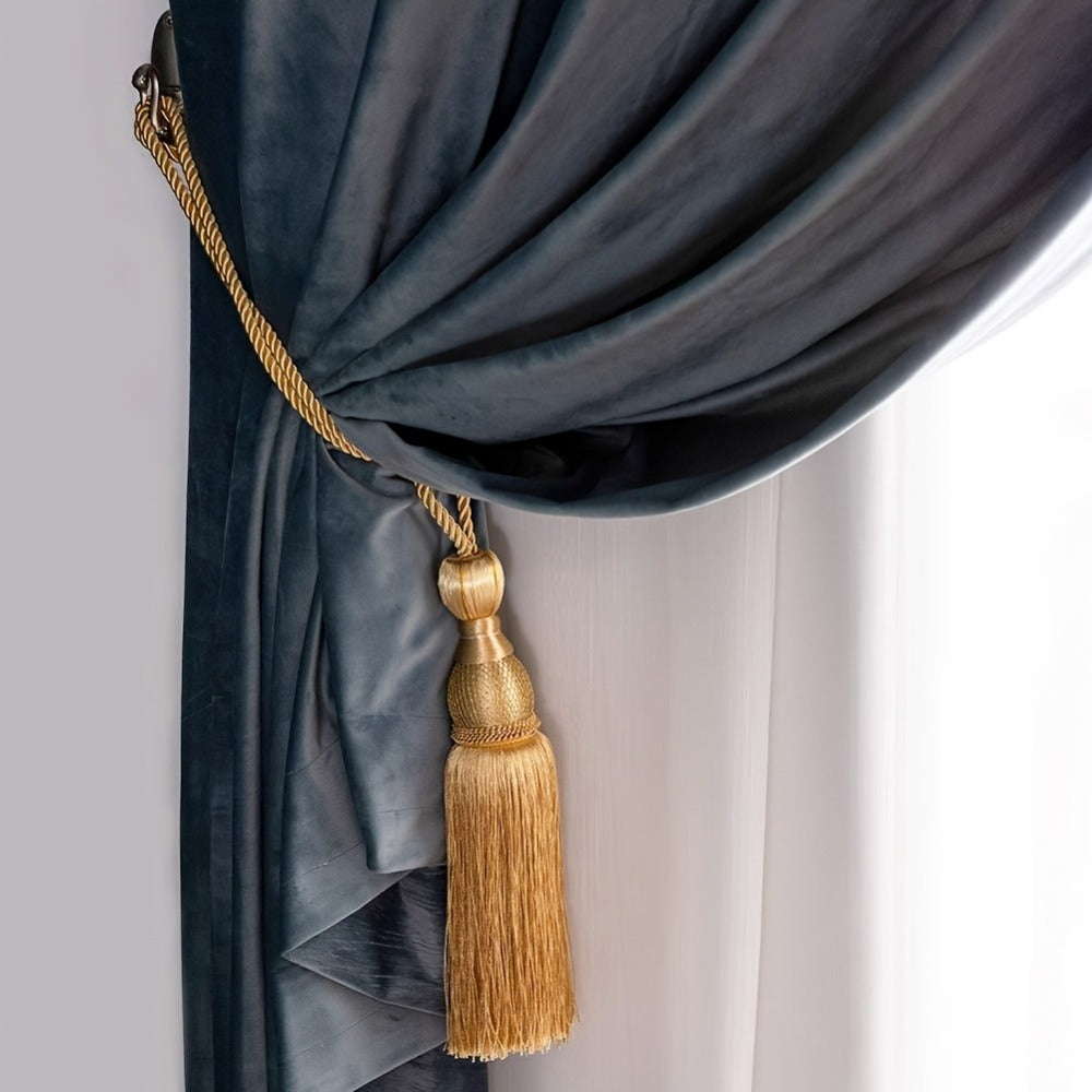 Curtain Tiebacks with Tassels Hand Woven Rope Curtain Tie Backs with Golden Accents 4/8pcs Home Decor