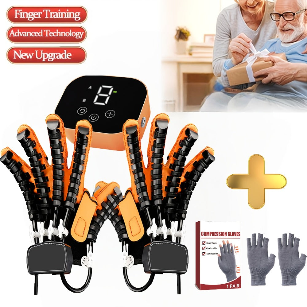 Rehabilitation Robot Gloves for Hand & Finger Training, Air Pressure Finger Exercise Device with LCD Touch Screen, Stroke Recovery & Finger Separation Rehab Glove for Elderly, Left or Right Hand M-XXL