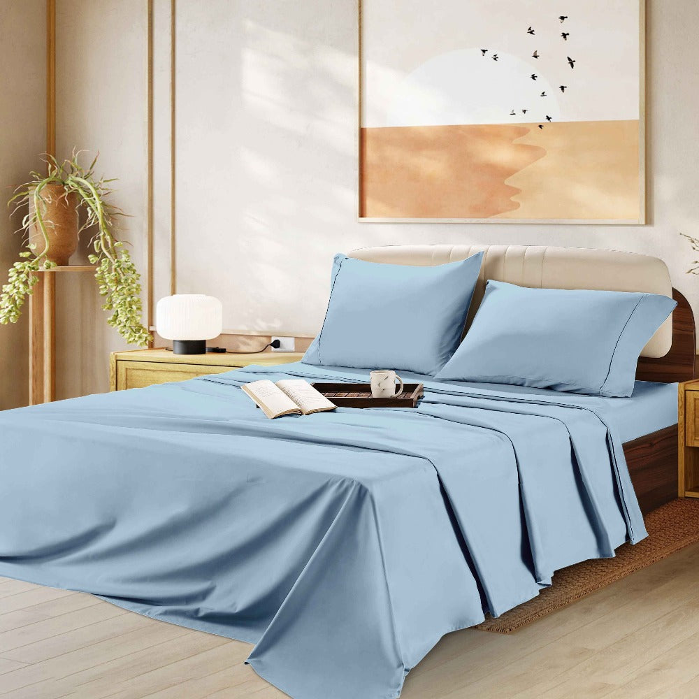 Egyptian Cotton Sheet Set 1000 Thread Count - Deep Pocket Fitted Sheet, Sateen Weave, Breathable Soft Bedding Set for King Queen Full Twin