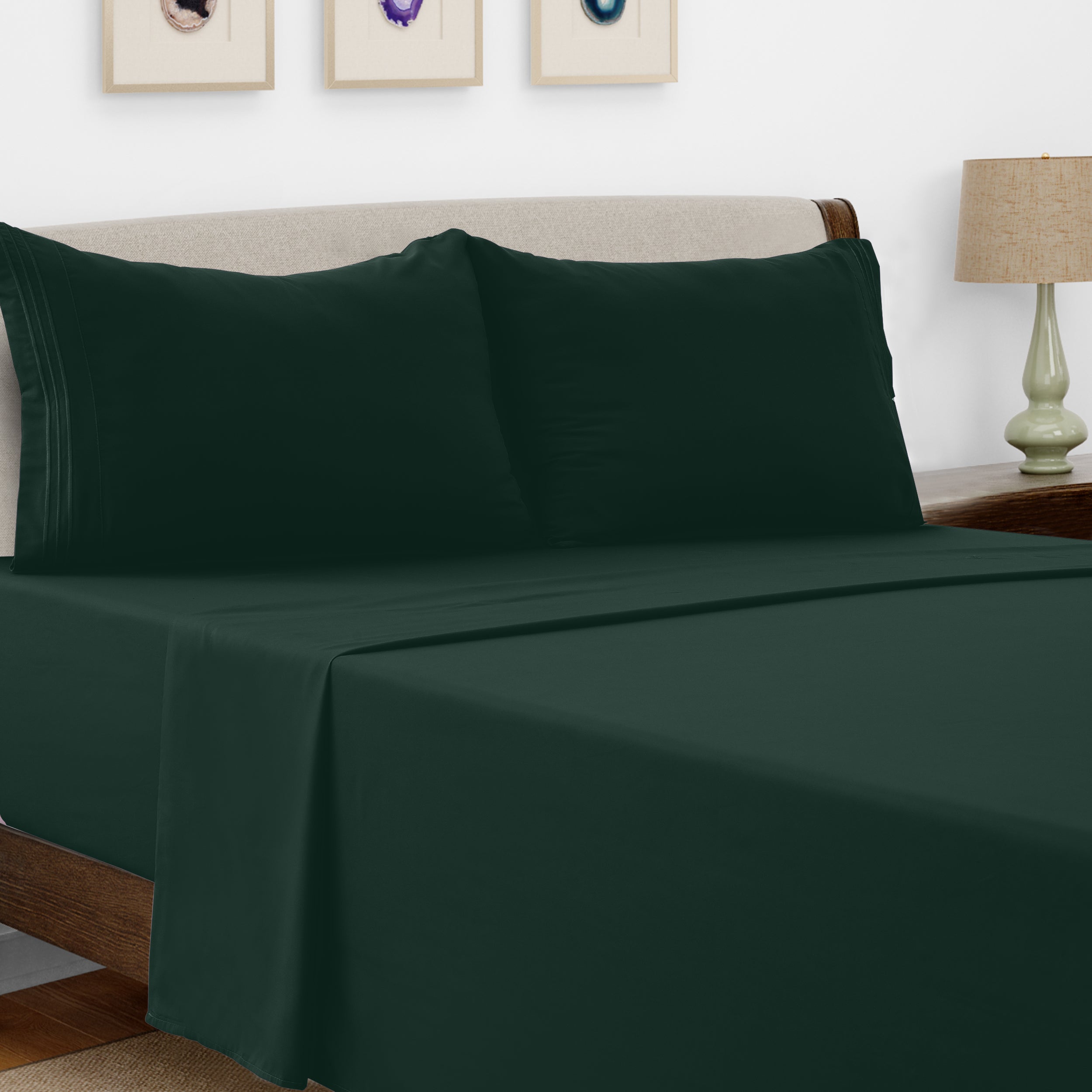 Microfiber Bed Sheet Set 4 Piece - Soft Breathable Deep Pocket 16 inch Fitted Sheet, Flat Sheet & Pillowcases, Wrinkle Fade Resistant Bedding for All Seasons Twin Twin XL Full Queen King Cal King, 24 Colors