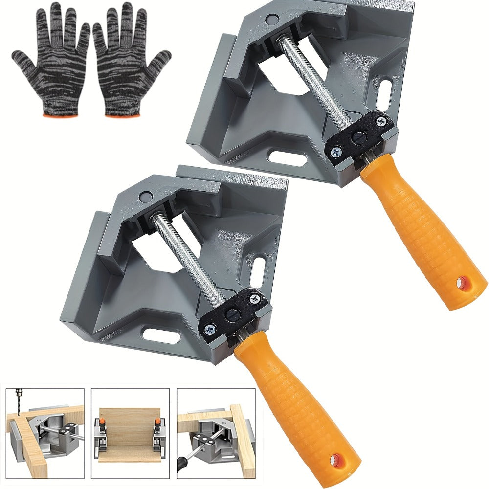 Right Angle Woodworking Clamp Set 2 & 4-Piece ¨C Adjustable Aluminum Alloy Swing Jaw, 90-Degree Corner Clamps for Welding, Furniture Assembly, Framing & DIY Woodworking Projects