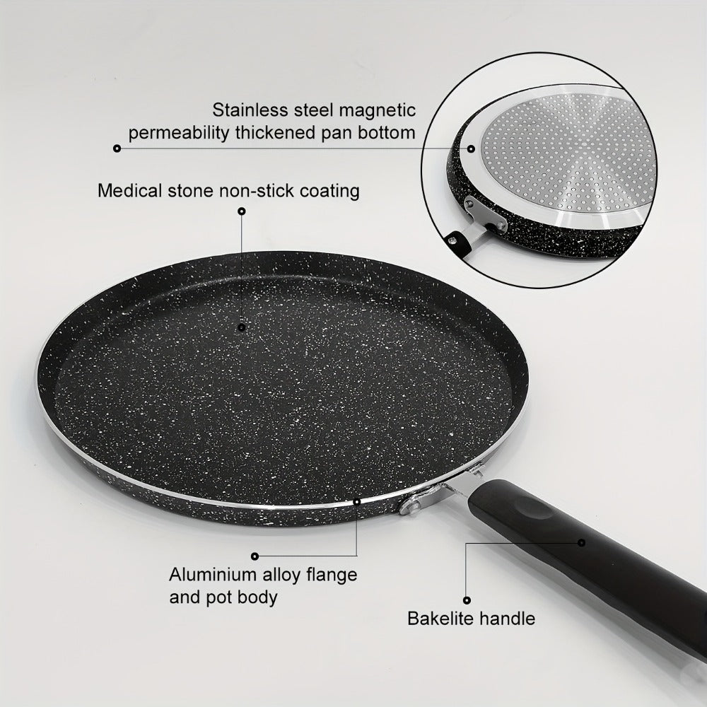 Non-Stick Cookware Set 4pcs Aluminum Frying Pan Kitchen Cooking Set Even Heat Distribution Easy Clean for Sauteing Searing Frying Everyday Home Cooking Black