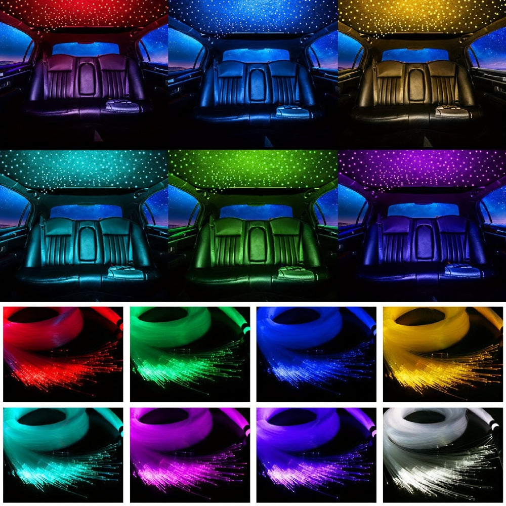 Fiber Optic Star Ceiling Light Kit 1000pcs, 0.5mm x 78.74¡± RGBW Car Roof Headliner Starlight Kit with App & 24-Key Remote Control, Color Changing Twinkle Lights for Car Interior Home Theater Bedroom