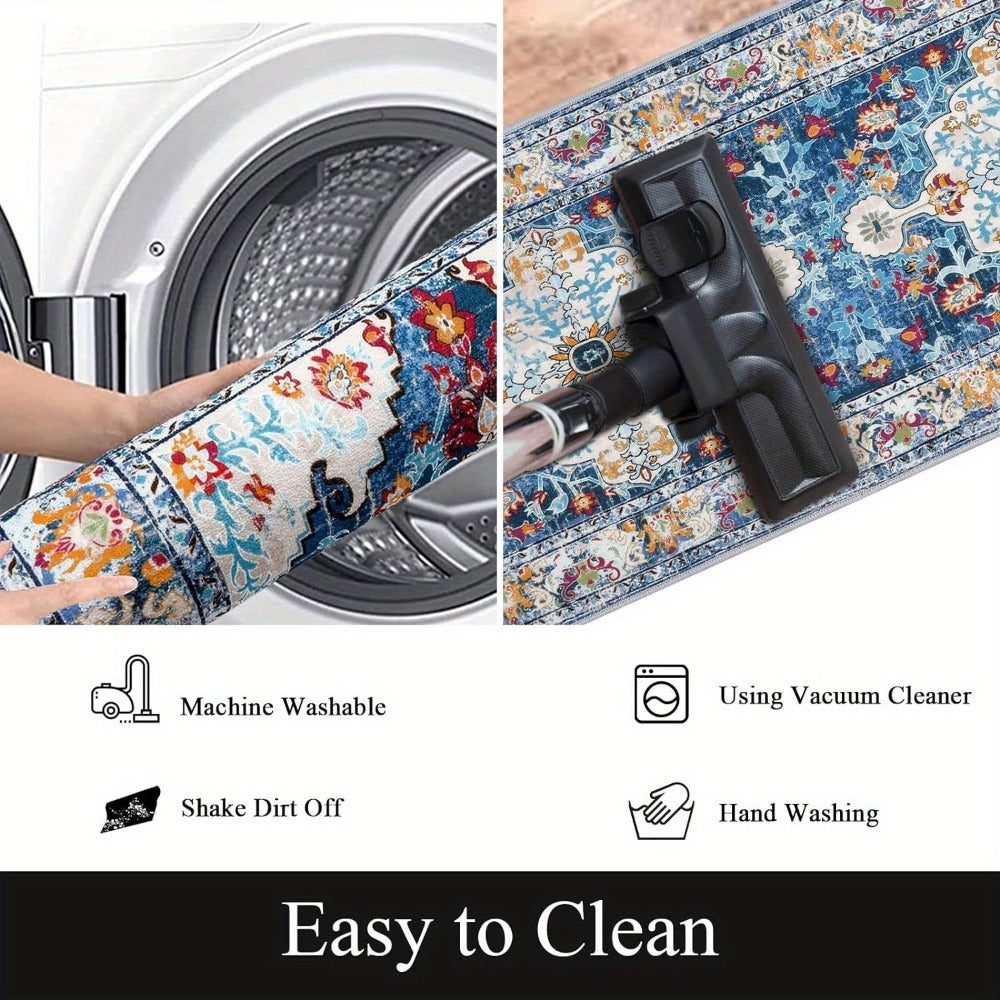 Runner Rug Boho Hallway Rug Machine Washable Non-Slip Vintage Farmhouse Accent Area Rug for Entryway Kitchen Living Room Bedroom Laundry Room - 2x6 2x8 2x10 Carpet Mat