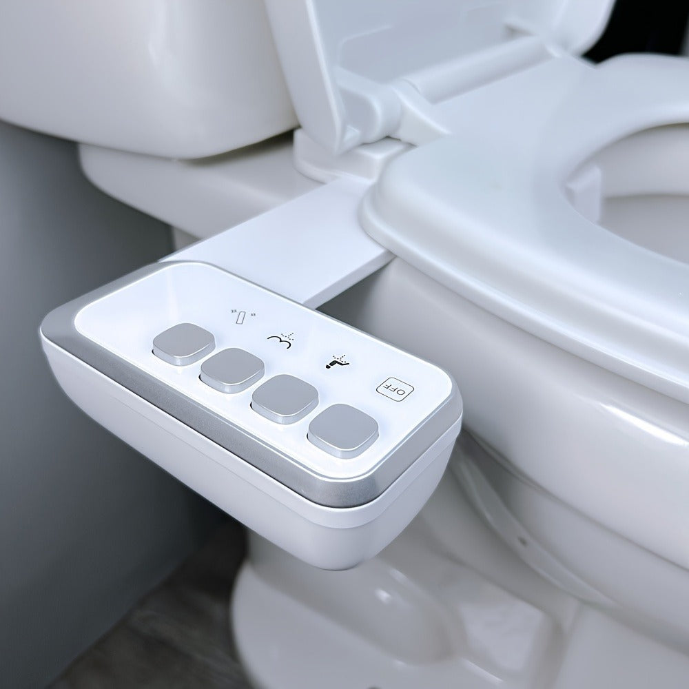 Bidet Toilet Seat Attachment ¨C Non-Electric Mechanical Bidet with Rear Wash, Adjustable Water Pressure, Self-Cleaning Nozzle, Brass T-Adapter & Metal Hose for US & Canada Toilets