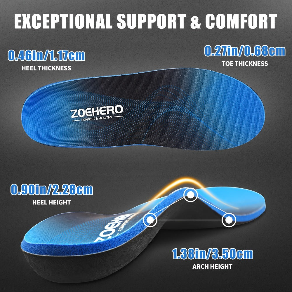 Arch Support Insoles for Men & Women ¨C Heavy Duty Shoe Inserts for Flat Feet, Shock Absorption, Plantar Fasciitis Relief, Work Boots, Hiking & Standing All Day