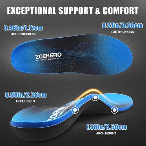 Arch Support Insoles for Men & Women ¨C Heavy Duty Shoe Inserts for Flat Feet, Shock Absorption, Plantar Fasciitis Relief, Work Boots, Hiking & Standing All Day