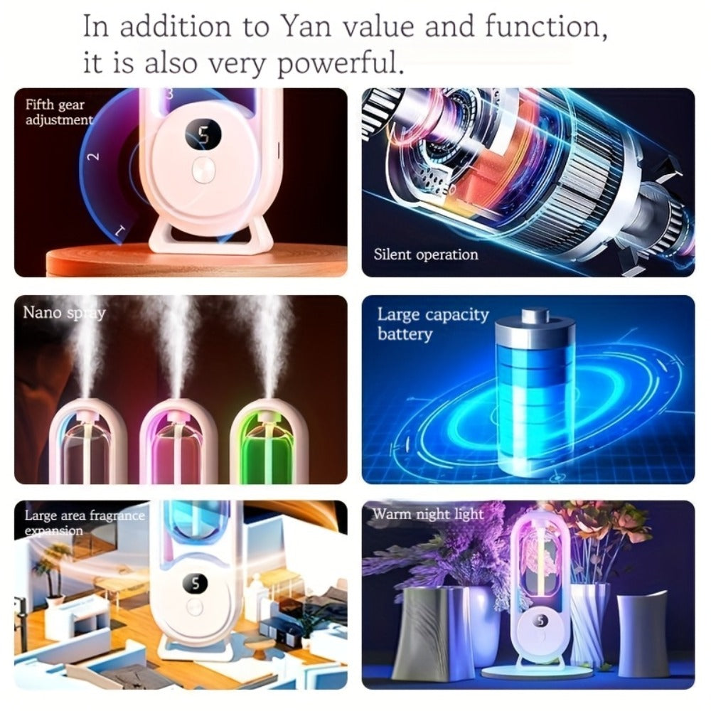 Aromatherapy Diffuser with Essential Oils Included | 4.06oz Cute Portable Aroma Diffuser with LED Light for Office, Bedroom & Bathroom | Long-Lasting Home Fragrance Air Freshener Gift | 9 Scents