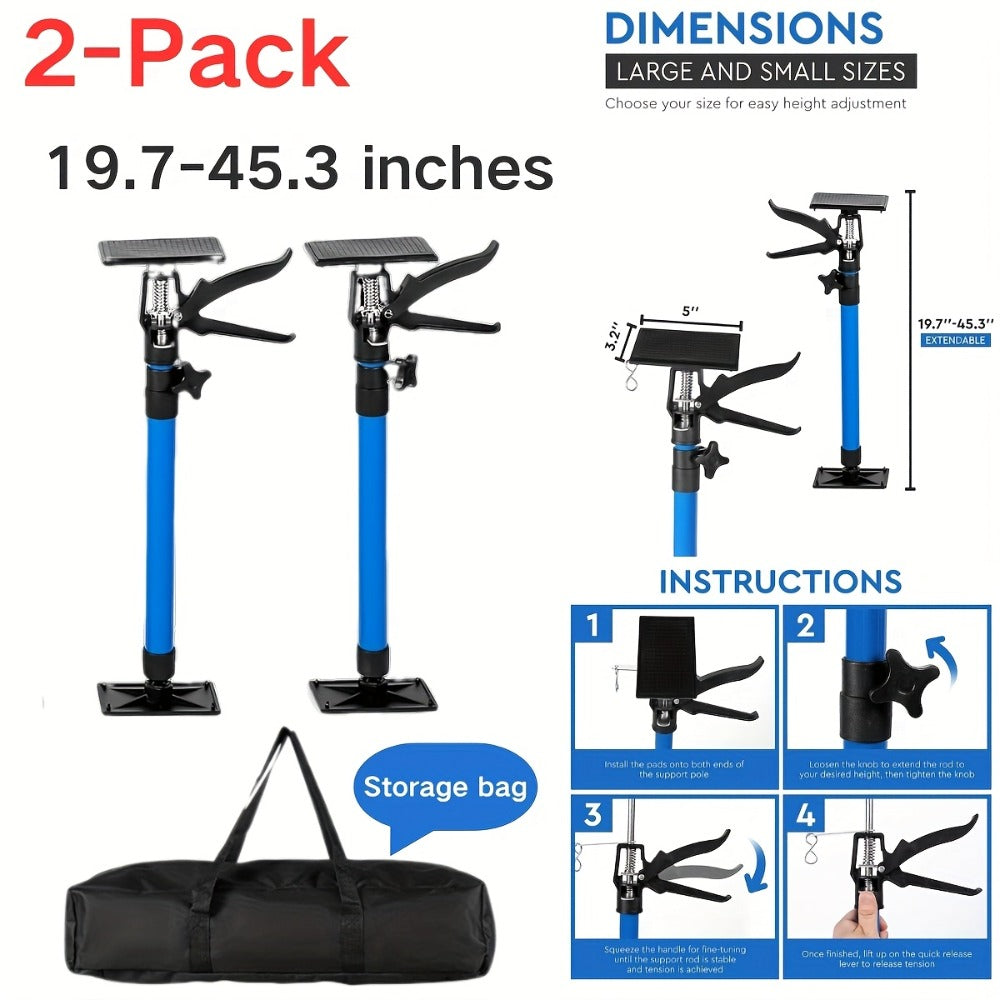 Adjustable Steel Support Rods for Drywall & Cabinet Installation, Extendable Construction Support Poles 19.7¡±-45.3¡± / 45¡±-114¡±, Manual Lifting Tool Height Adjuster for Home Renovation, 2PCS & 4PCS Sets