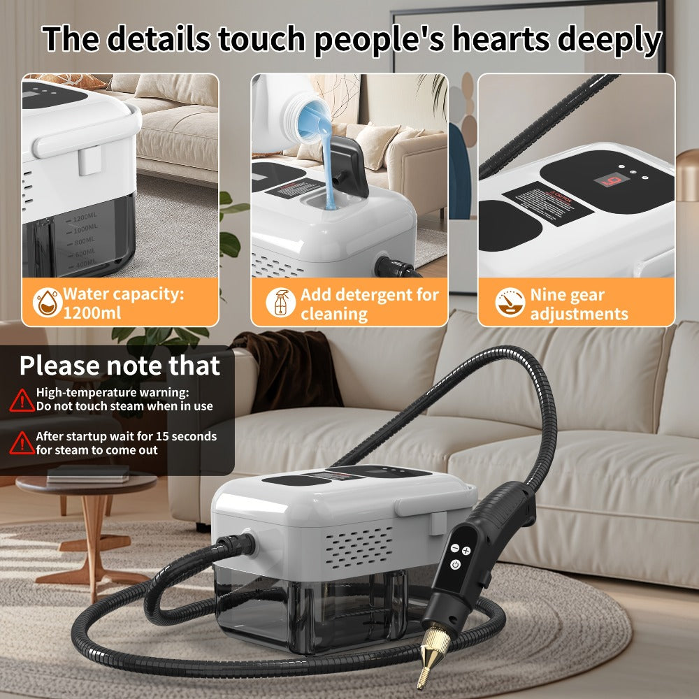 Portable Steam Cleaner High-Temperature High-Pressure Handheld Steamer for Home, Carpet, Tile & Grout Cleaning ¨C 9-Speed Adjustable, 3 Models: Basic, Upgraded & Smart