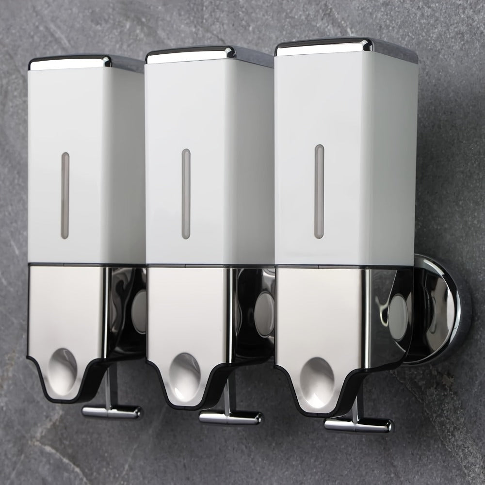 Wall Mounted Soap Dispenser Set 3-Pack No Drill 16.91oz Shampoo Shower Gel Conditioner Dispenser for Bathroom Kitchen