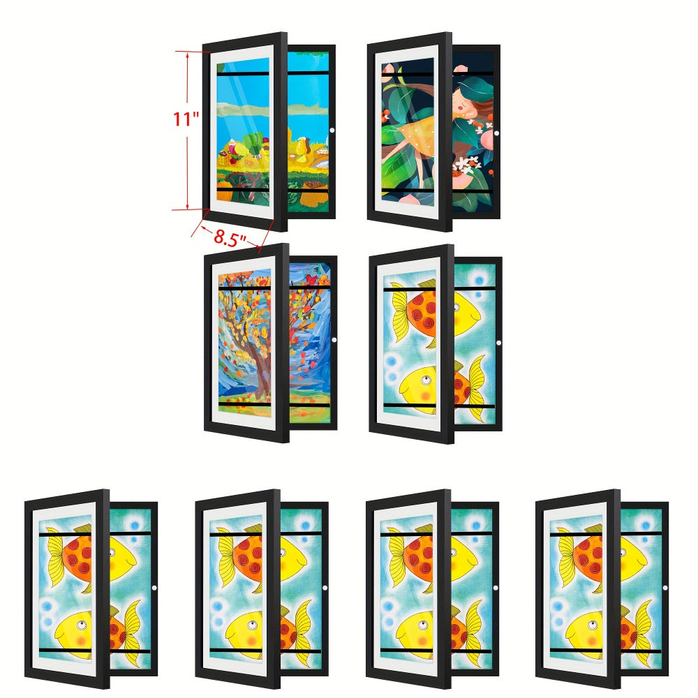 Kids Art Frame Changeable Front-Opening Display ¨C Children Artwork Picture Frame for 8.5x11 & 10x12.5 Drawings, Paintings & School Projects, Perfect Christmas & Holiday Gift, White / Wood / Black, 2/4/8 Pack