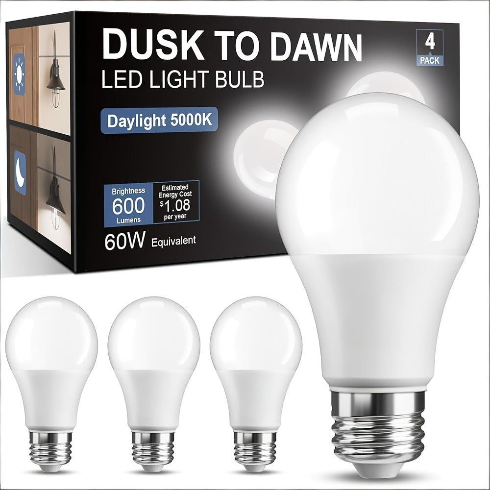Outdoor Light Bulbs Dusk to Dawn, A19 E26 LED Sensor Bulb 9W 60W Equivalent 800LM 5000K Daylight White, Auto On Off Photocell Smart Sensor, for Porch Garage Yard Entryway Indoor Outdoor Lighting