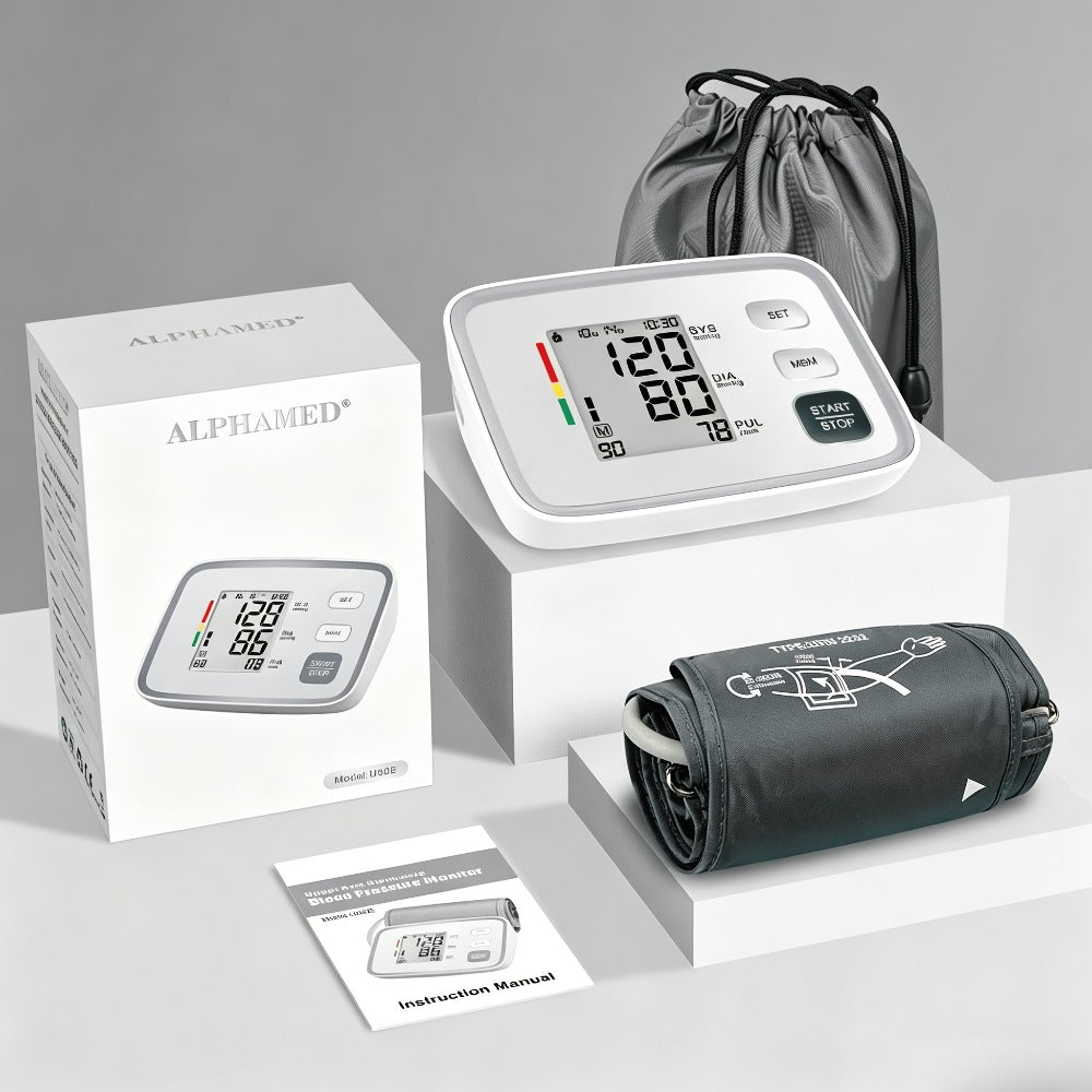 Blood Pressure Monitor Upper Arm - ALPHAMED U80E Automatic Digital Sphygmomanometer with Adjustable Cuff 8.7-17 Inch, 2¡Á90 Group Memory, Large Display for Home Use, Battery Operated