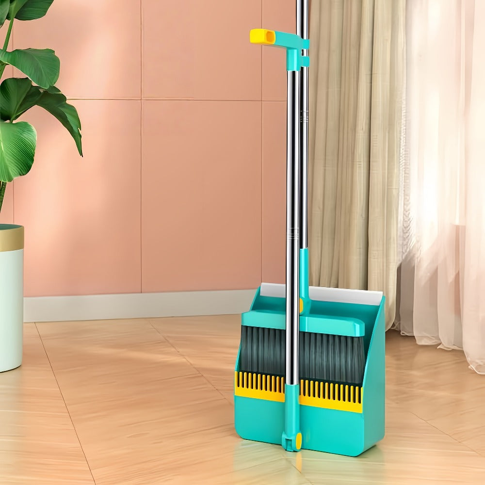 Foldable Broom and Dustpan Set with Long Handle 2-in-1 3-in-1 4-in-1 Floor Brush Combo for Home Office Dorm Room Indoor Outdoor Cleaning