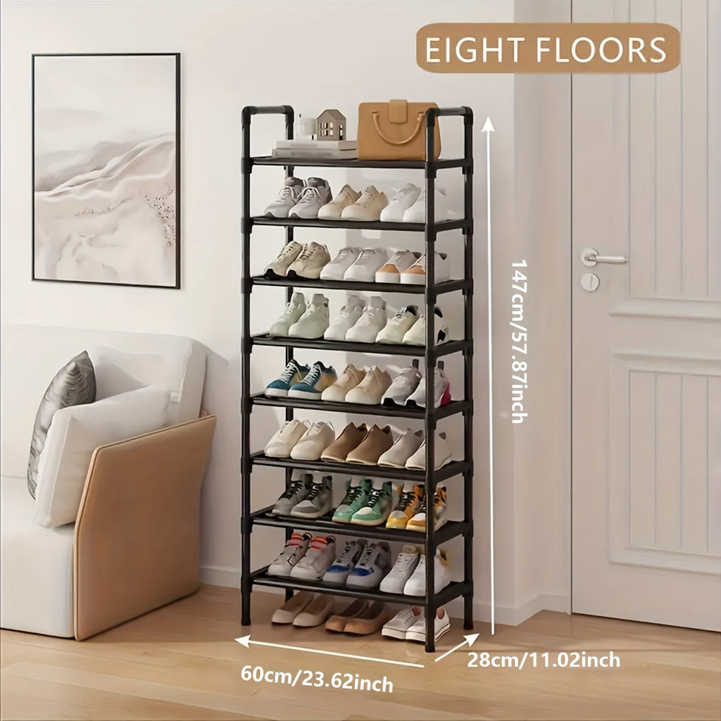 Shoe Rack Multi-Layer Space Saving - 3 to 8 Tier Shoe Storage Stand Organizer for Entryway Bedroom Closet Corridor, Stackable Shoe Shelf for Doorway, Black 23.62 Inch Wide