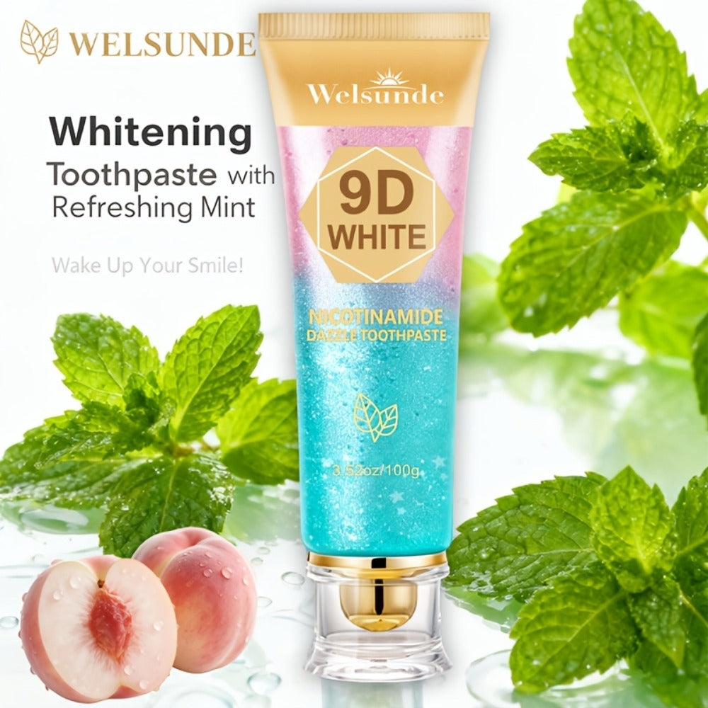 Niacinamide Toothpaste 9D Whitening Toothpaste for Stain Removal Fresh Breath Deep Cleansing Enamel Protection Minty Flavor Gentle on Gums Travel Size Oral Care for Women Men Daily Use