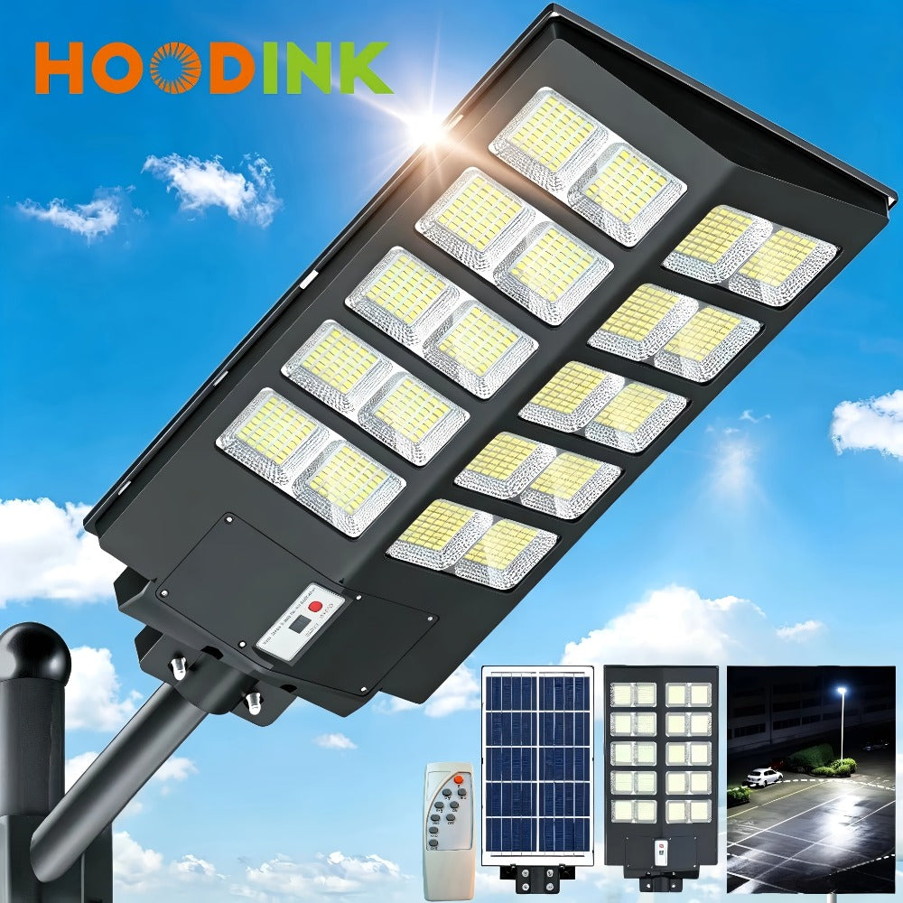 Solar Street Lights Outdoor 800 LED IP54 Waterproof with Motion Sensor ¨C 6500K Dusk to Dawn Flood Light, Remote Control, Adjustable Brightness & Timer for Parking Lot Yard Garage Driveway Rural Area