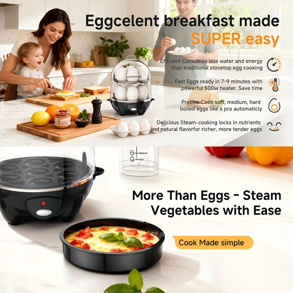 Electric Egg Boiler & Cooker with Auto Shut-Off ¨C Single & Double Layer, Multi-Function for Hard Boiled, Soft Boiled, Scrambled, Omelette, Steamed Vegetables & Dumplings, 4 Colors