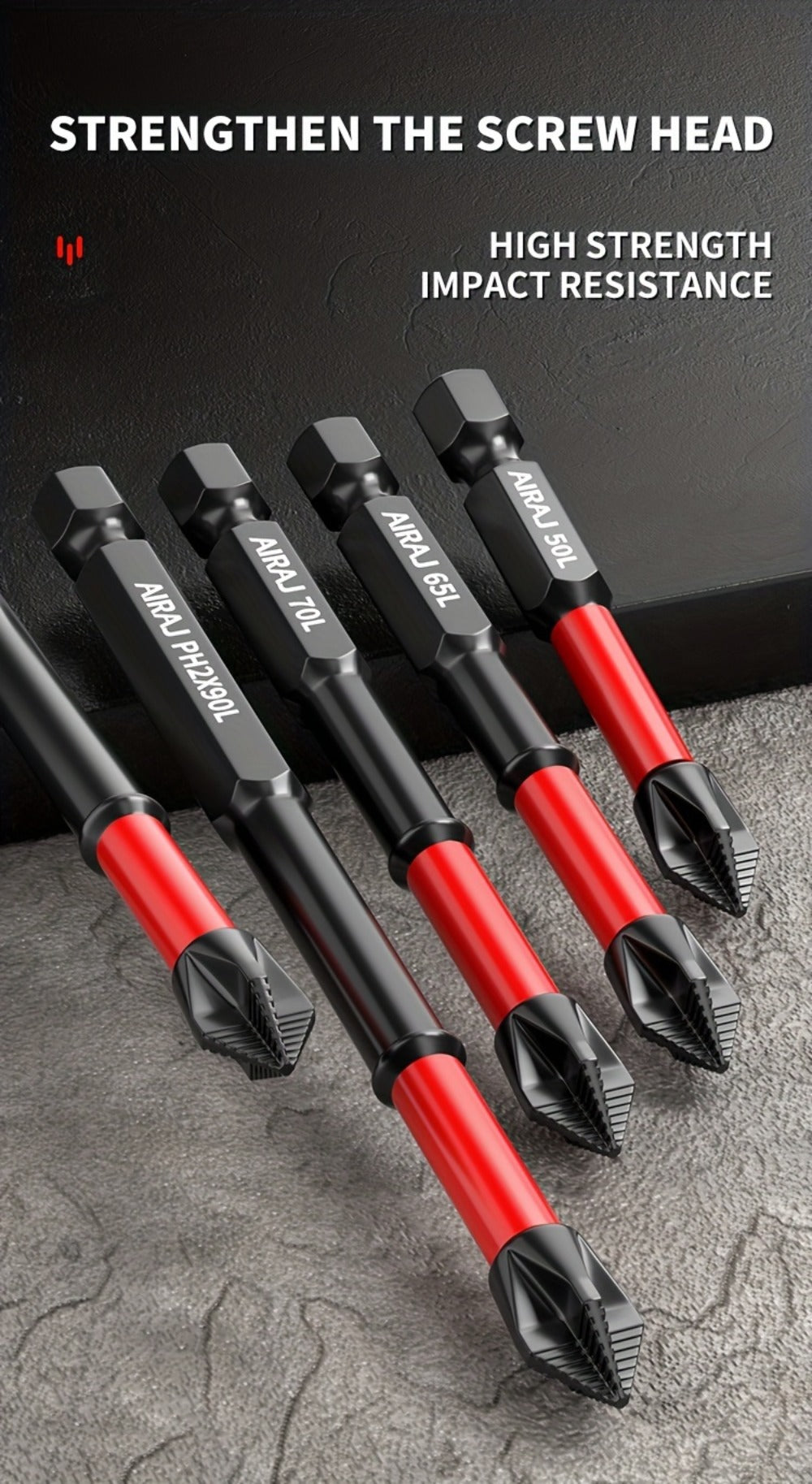 Impact Screwdriver Bits S2 Steel Anti-Slip, Magnetic Phillips Cross Drill Bit Set with Anti-Slip Teeth & High Hardness Tungsten Steel, Power Tool Bits for Home Repair, Bicycle, Furniture & DIY (2/24/60pcs)