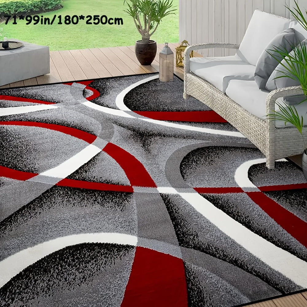 Christmas Area Rug Non-Slip Machine Washable, Abstract Geometric Holiday Mat for Living Room Bedroom Sofa Coffee Table Bedside Dining Kitchen Game Room Indoor Outdoor