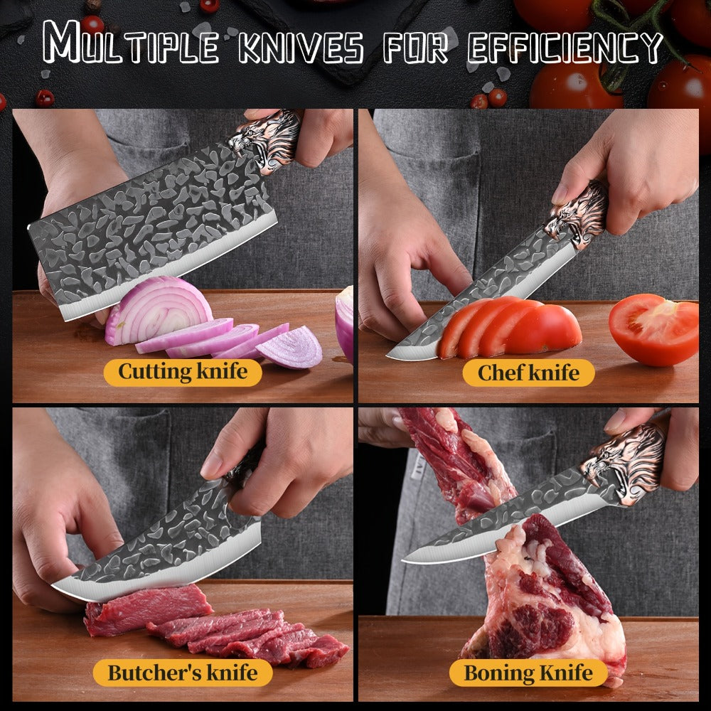 Kitchen Knife Set 3/7pc Professional Chef Knife Set with Butcher Boning Scissors | Stainless Steel Cooking Knives for Home Hotel Camping