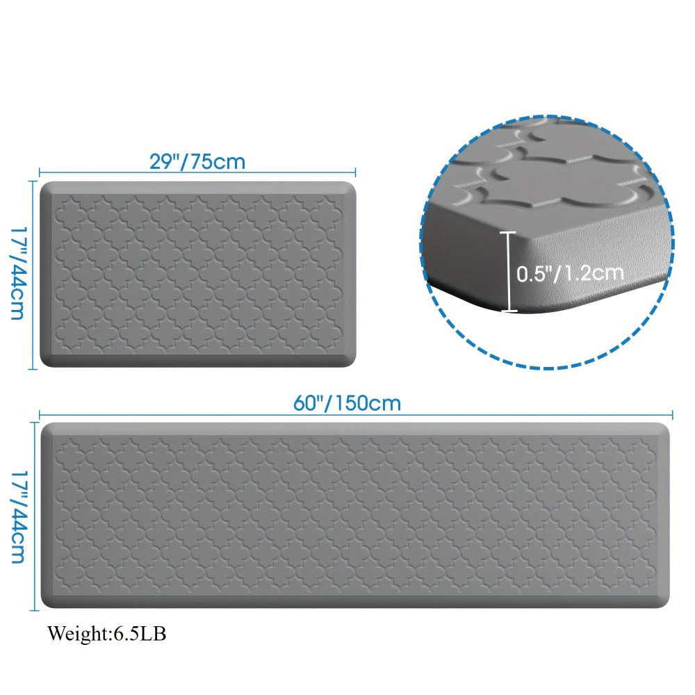 Anti Fatigue Kitchen Mat Set 2 Piece Cushioned Non-Slip Standing Mat for Kitchen Sink Office Laundry Floor Comfort