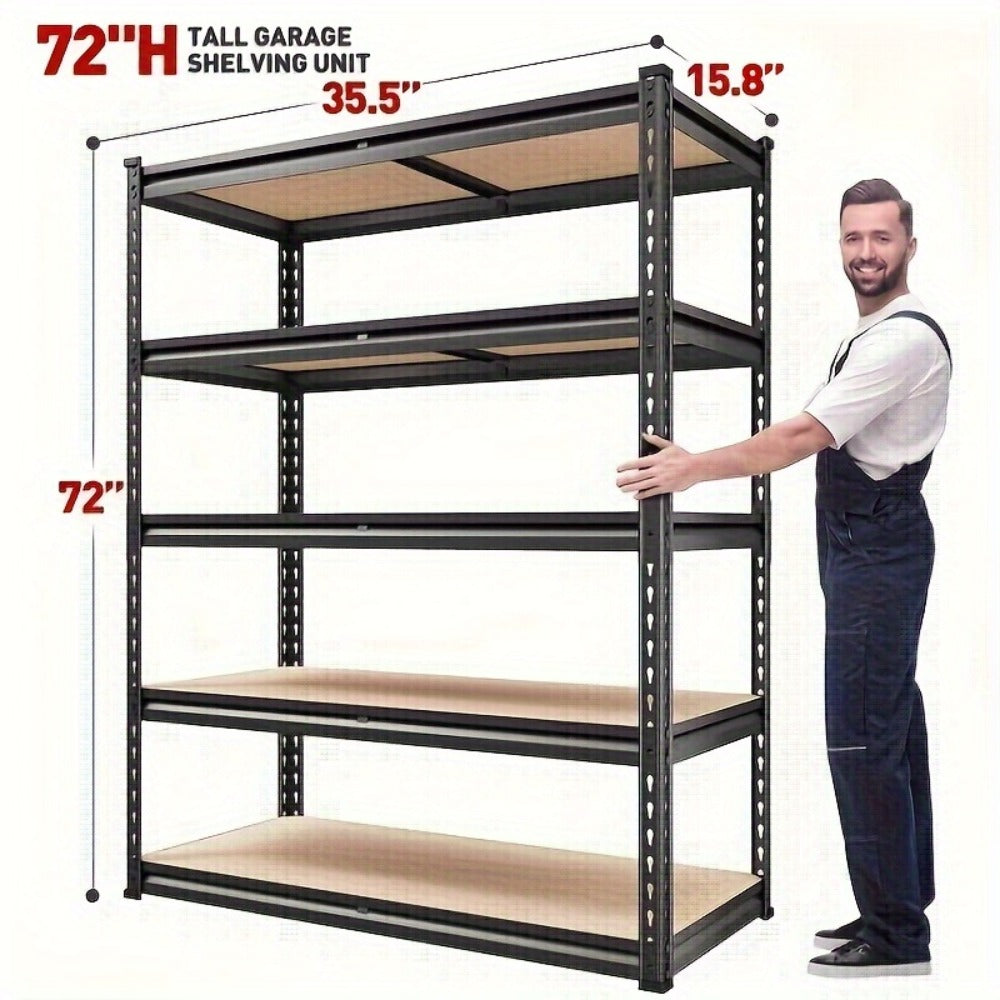 Heavy Duty Garage Shelving 5-Tier Metal Storage Shelves 3020LBS Capacity Adjustable Steel Shelf Unit for Garage Basement Warehouse Easy Assembly Black Silver