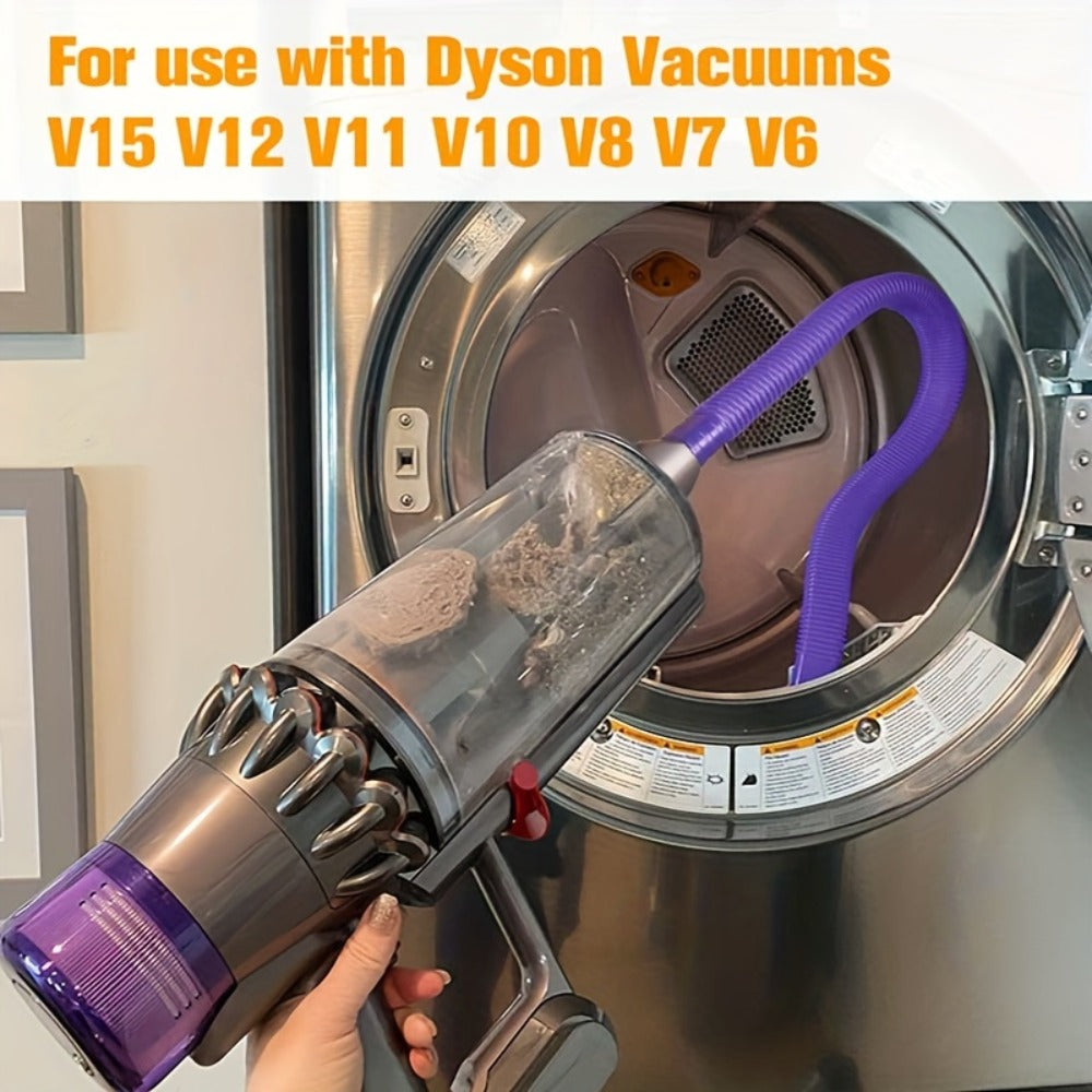 Dryer Vent Cleaner Kit Vacuum Hose Attachment for Dyson V15 V12 V11 V10 V8 V7 V6 ¨C Flexible Lint Remover Dryer Vent Cleaning Brush with Vacuum Attachment, Reduces Fire Hazard