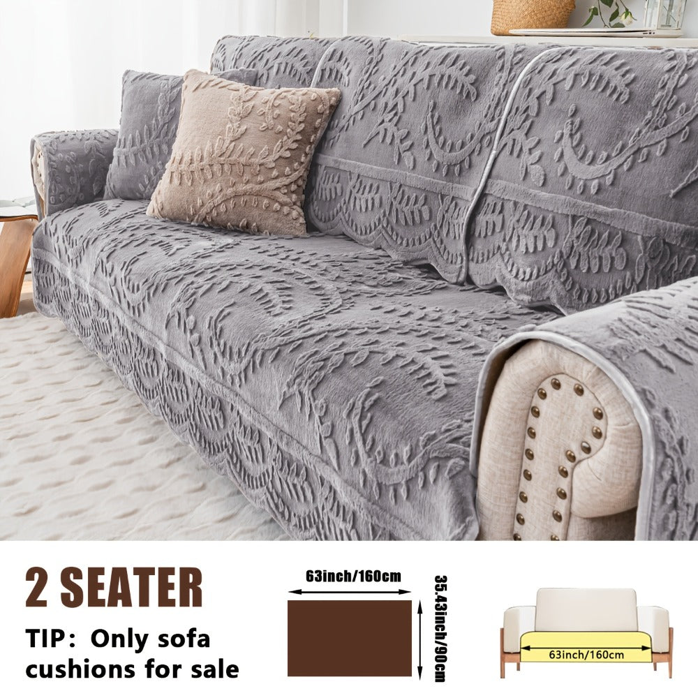 Faux Rabbit Fur Sofa Cover Thickened Quilted Plush Warm Non-Slip Machine Washable Pet Friendly Breathable Sofa Cushion for Living Room Bedroom Office - 2 3 Seater Large