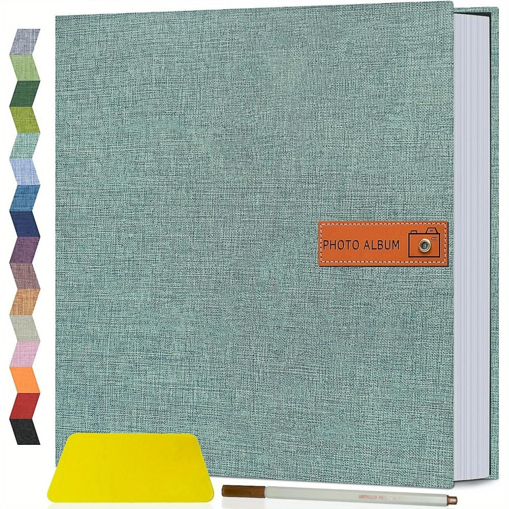 Self Adhesive Photo Album Scrapbook ¨C Large Linen Cover Memory Book for 4x6 5x7 8x10 Photos, DIY Picture Book with Metal Pen, Gift for Mom, Baby, Wedding, Valentine's Day & Mother's Day, 40 & 60 Pages