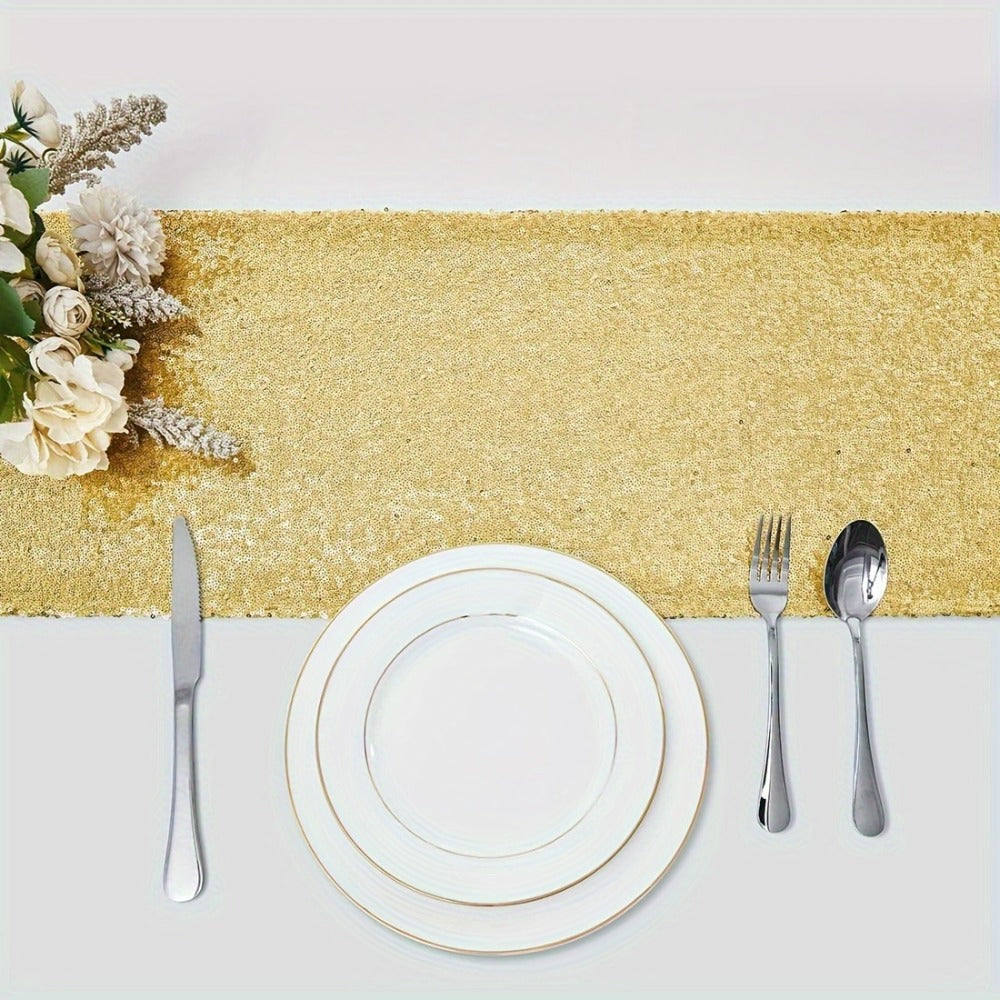 Golden Sequin Table Runner 12 Pack ¨C Glitter Shimmer Table Runners for Wedding, Birthday, Party, Dinner, Holiday & Event Decor