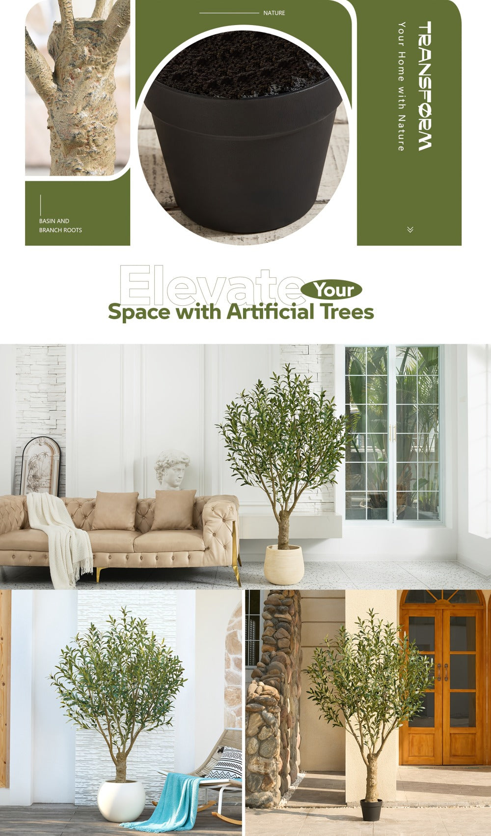 Artificial Olive Tree 5/6/7/8FT UV-Resistant Faux Olive Plant with Black Planter, Lifelike Silk Leaves, Mediterranean Indoor Outdoor Decor for Living Room Office Bedroom Patio