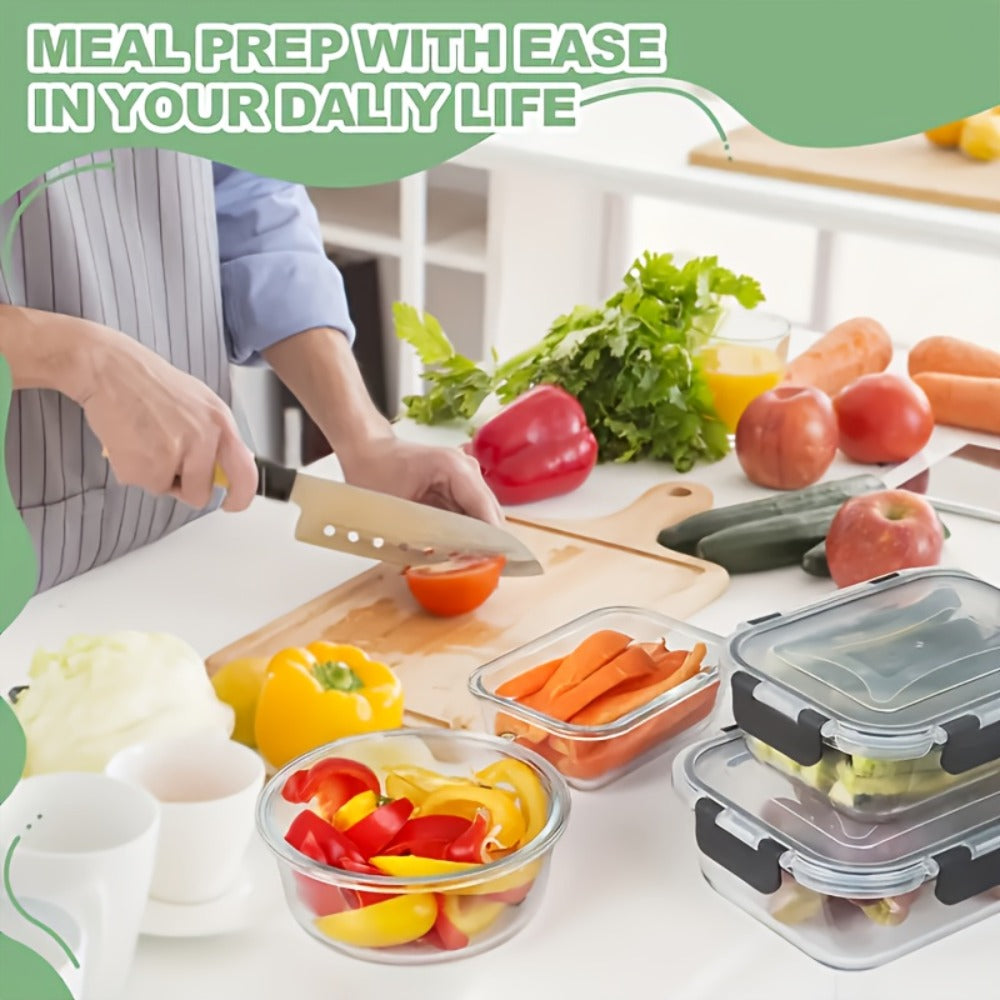 Glass Meal Prep Containers 24-Piece with Lids 12 Containers 12 Lids Leak-Proof Airtight Food Storage Microwave Oven Dishwasher Refrigerator Safe Bento Lunch Box Grey