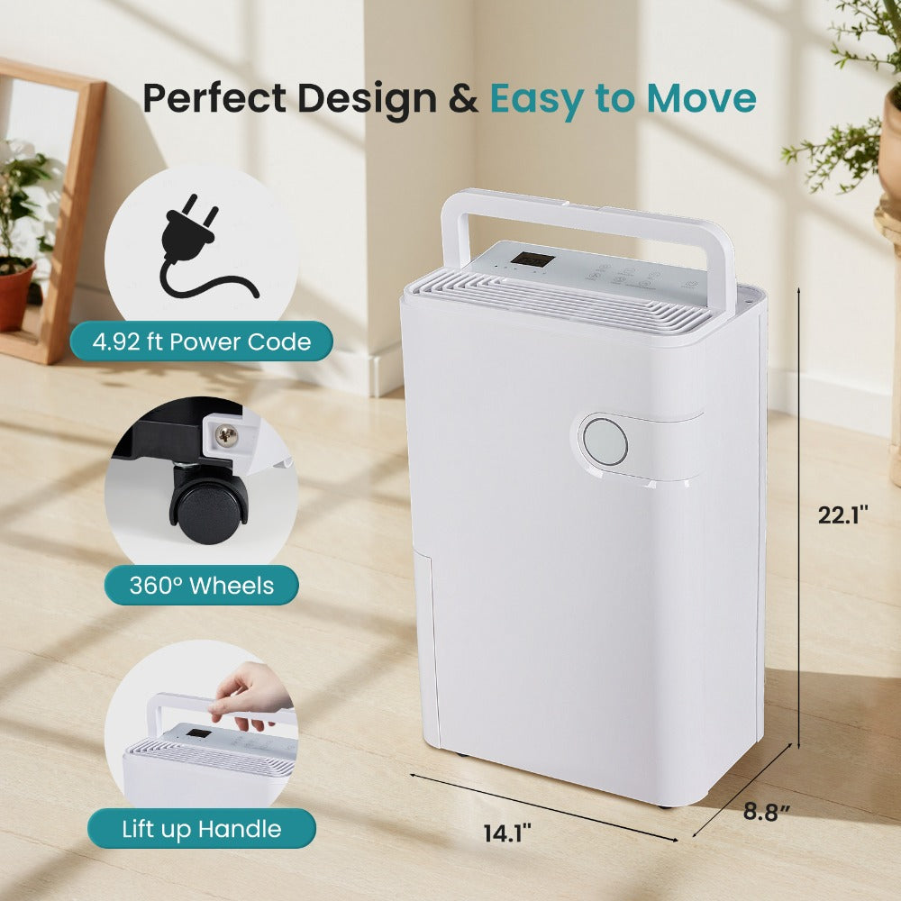 Dehumidifier for Basement 50 Pint 5500 Sq Ft with Drain Hose, Portable Home Dehumidifier for Large Room Bedroom Bathroom, 3 Modes Auto Shut-Off Quiet Fan Washable Filter Humidity Control