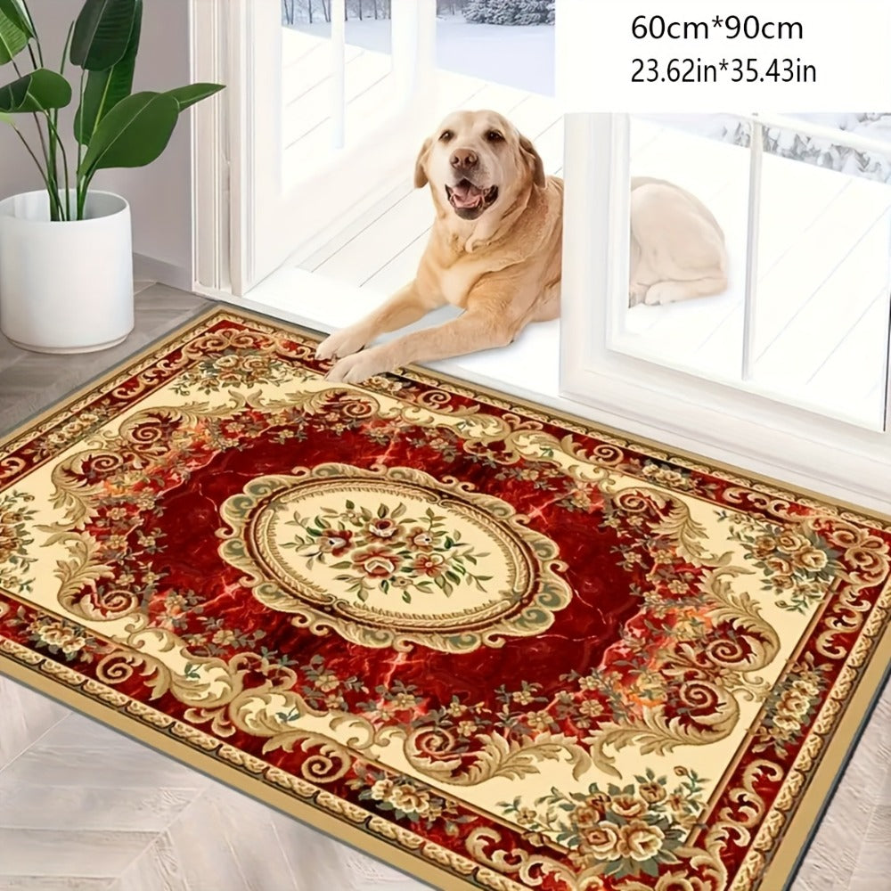 Red Imitation Cashmere Anti-Slip Washable Area Rug for Living Room Bedroom Dining Room Home Office Outdoor