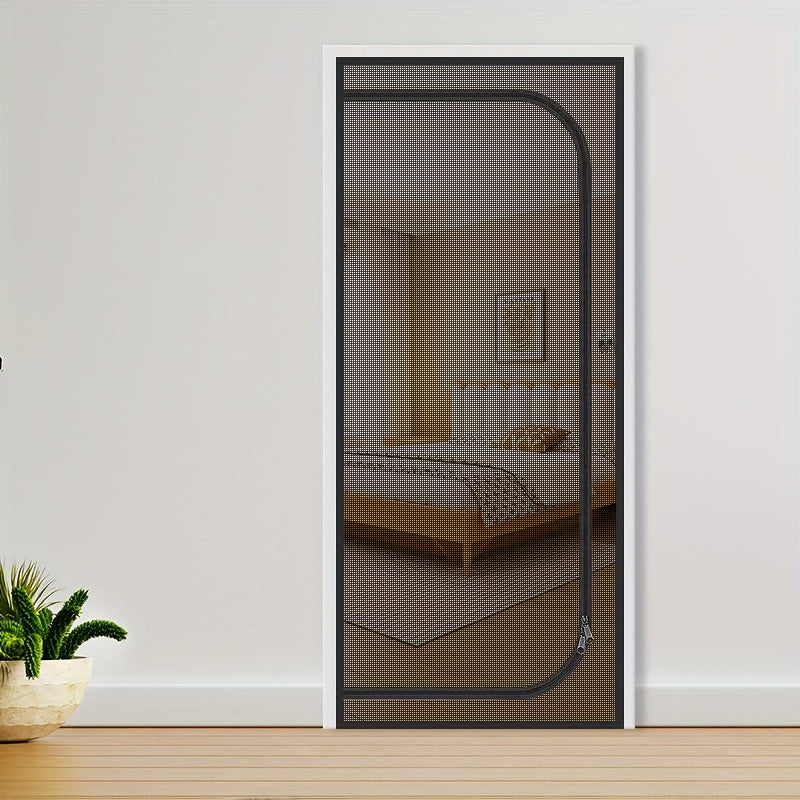 Cat Proof Door Curtain Pet Gate - Double Stitched Durable Scratch-Resistant Screen, Indoor Cat Barrier Door Cover for Doorways, Multiple Sizes, White & Black, Keep Cats In or Out of Rooms