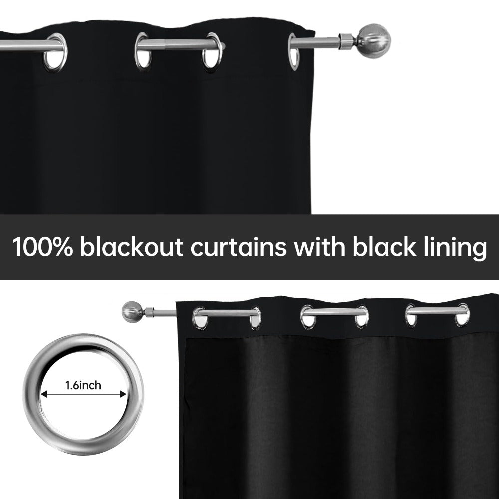 Blackout Curtains 4 Panels 100% Light Blocking Thermal Insulated Noise Reducing Grommet Window Curtains for Bedroom Living Room Balcony Multiple Sizes