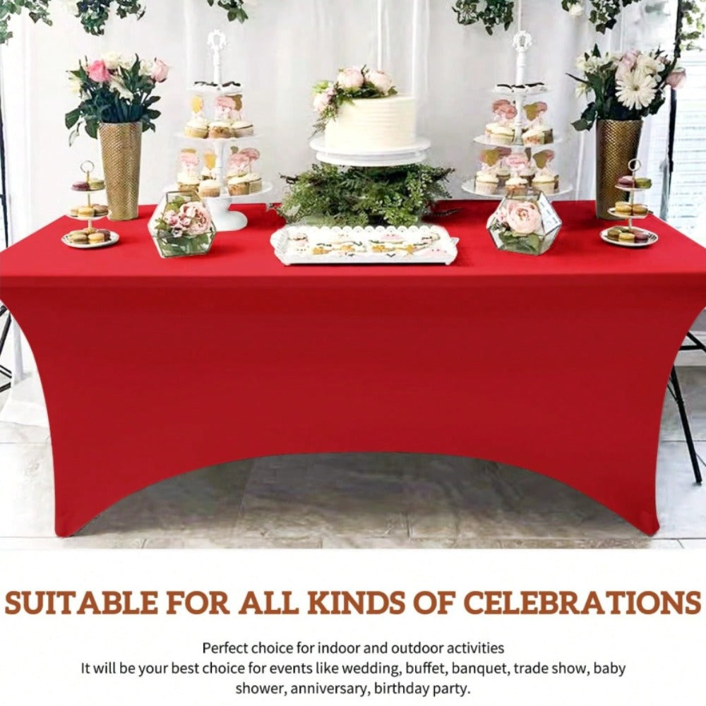 Spandex Tablecloth 6 Foot Rectangular Stretch Table Cover for Parties Weddings Banquets ¨C Wrinkle-Free Full Coverage Fitted Table Cloth for Events
