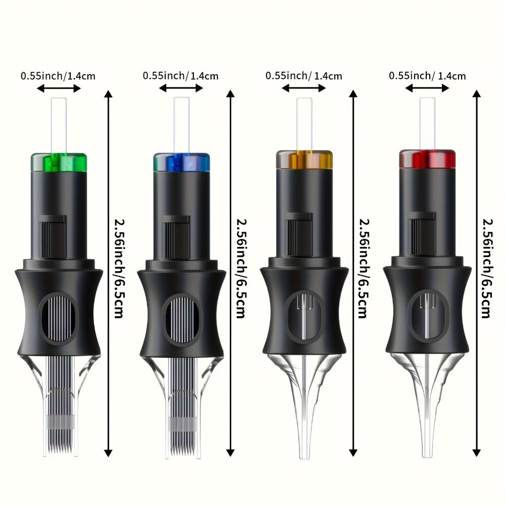 Tattoo Cartridge Needles 50pcs Mixed Size ¨C POSEIDON V5 Disposable Round Liner, Shader & Curved Needles (5RL 7RL 9RL 5RS 7RS 9RS 7RM 7M1 15M1 15RM) with Safety Membrane